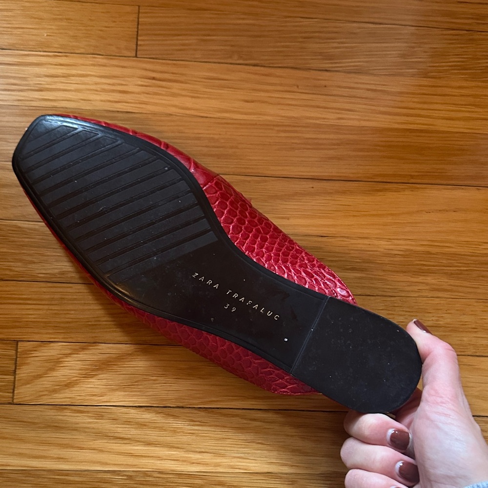 Zara Red Croc-Patterned Mules - image 2
